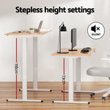 Adjustable standing desks with stepless height settings from 73cm to 118cm in modern office setup