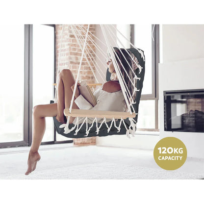 Hammock Chair Hanging with Armrest Camping Hammocks Grey - Flea Market