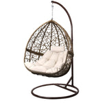 Outdoor Egg Swing Chair Wicker Rattan Furniture Pod Stand Cushion Latte - Flea Market