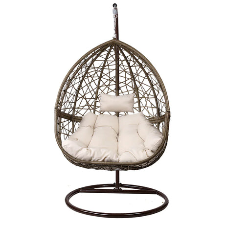 Outdoor Egg Swing Chair Wicker Rattan Furniture Pod Stand Cushion Latte - Flea Market
