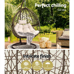 Outdoor Egg Swing Chair Wicker Rattan Furniture Pod Stand Cushion Latte - Flea Market