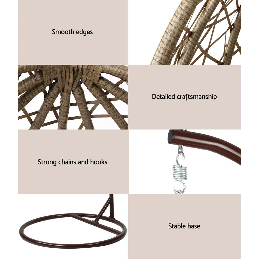 Outdoor Egg Swing Chair Wicker Rattan Furniture Pod Stand Cushion Latte - Flea Market