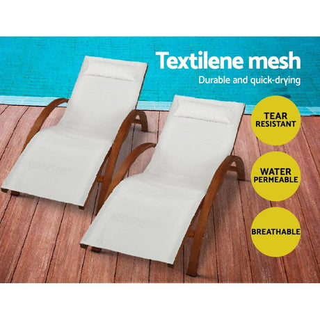 Gardeon Sun Lounge Outdoor Furniture Timber Armchair Wooden Stand - Flea Market