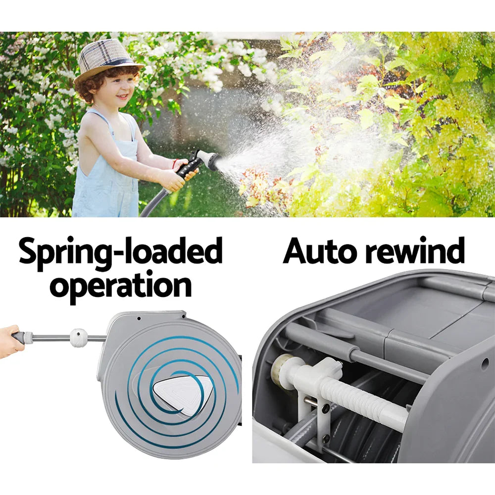 Water Hose Reel 30M Retractable Garden Auto Rewind Spray Gun - Flea Market
