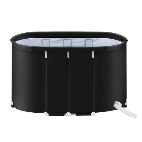 Black portable ice tub bath with drainage hose, oval shape, available at Flea Market AU.