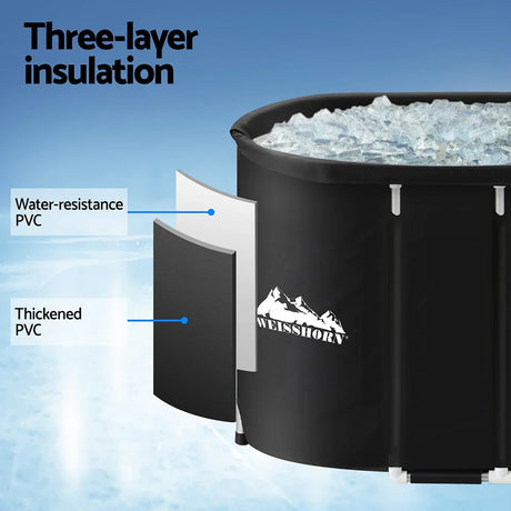 Weisshorn ice tub with three-layer thickened water-resistant PVC insulation, filled with ice