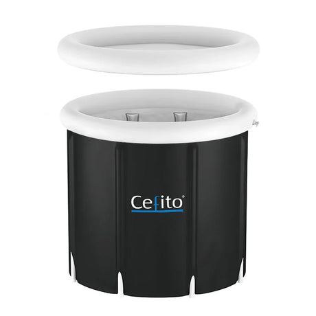Cefito black inflatable ice tub with white rim and matching removable lid, flea market bargain