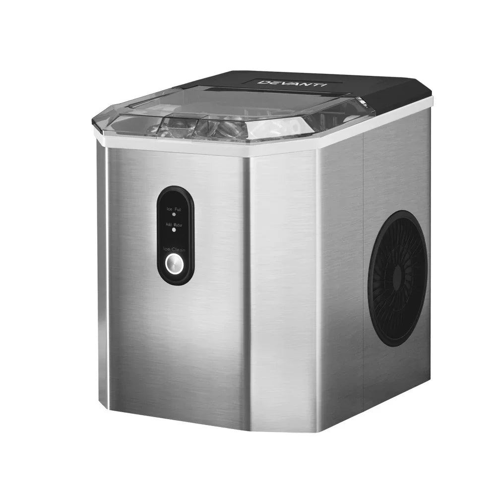 Devanti Portable Ice Maker Machine Ice Cube 12kg Bar Countertop Stainless Steel - Flea Market