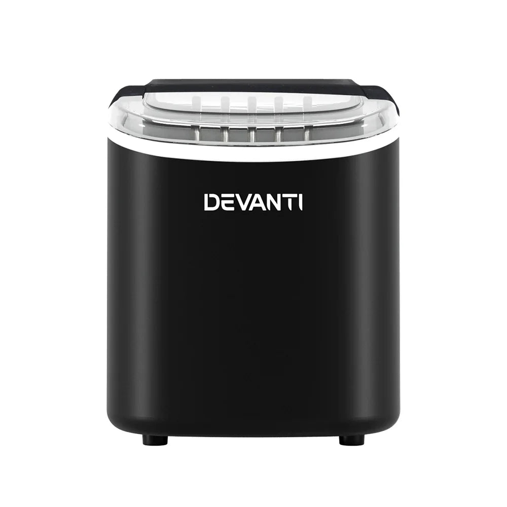 Devanti Portable Ice Maker Machine Ice Cube Tray 12kg Bar Countertop Black - Flea Market