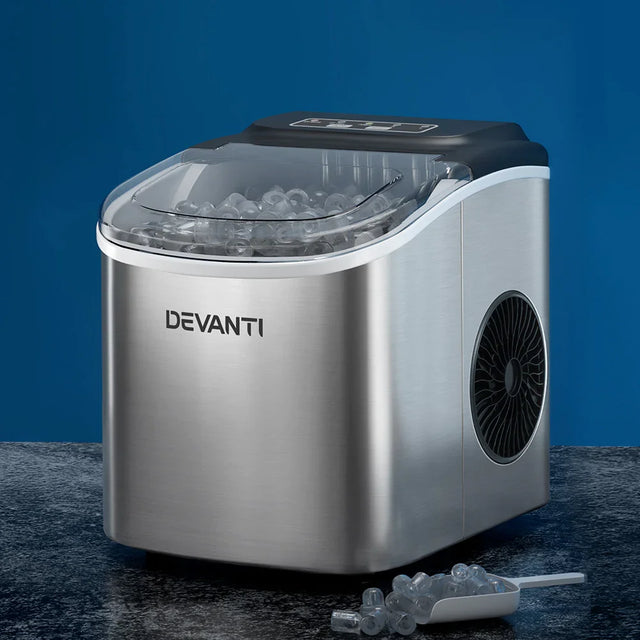 Devanti 12kg Ice Maker Machine w/Self Cleaning Silver - Flea Market