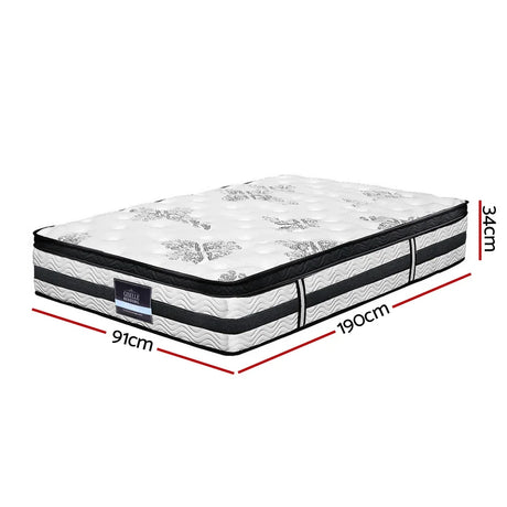 Giselle Bedding 34cm Mattress Euro Top Pocket Spring Single - Flea Market