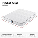 Giselle Double Mattress 20cm with Reinforced Edge Support Egg-Crate Foam