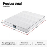 Giselle Queen Mattress 20cm with Reinforced Edge Support Egg-Crate Foam