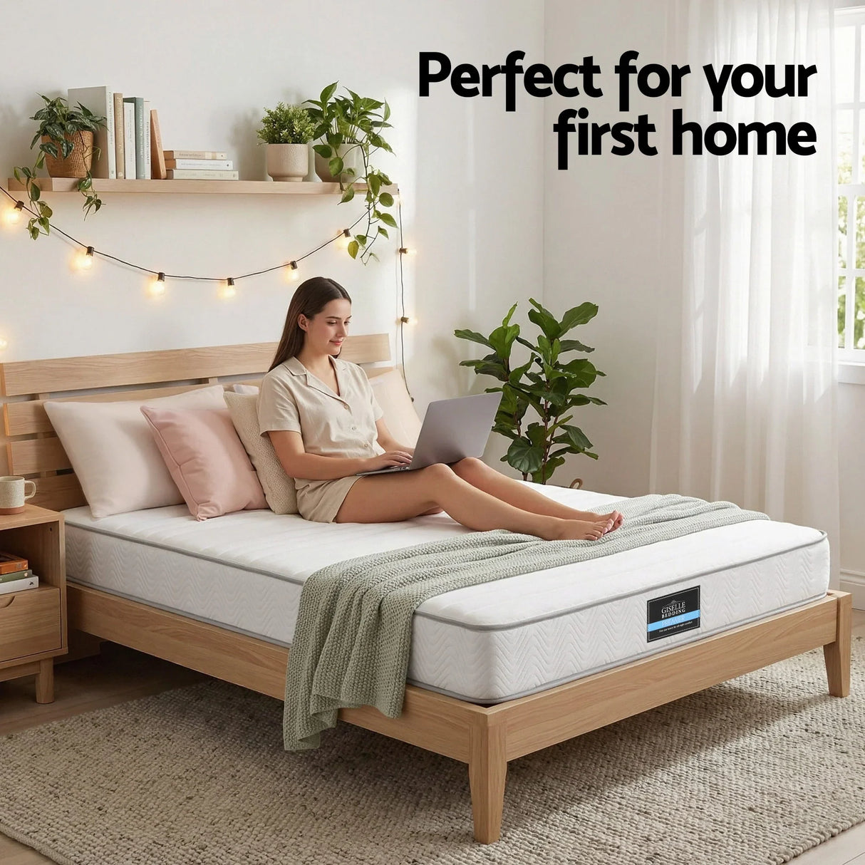 Giselle Queen Mattress 20cm with Reinforced Edge Support Egg-Crate Foam