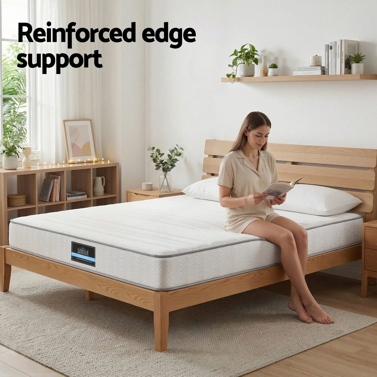 Giselle Queen Mattress 20cm with Reinforced Edge Support Egg-Crate Foam