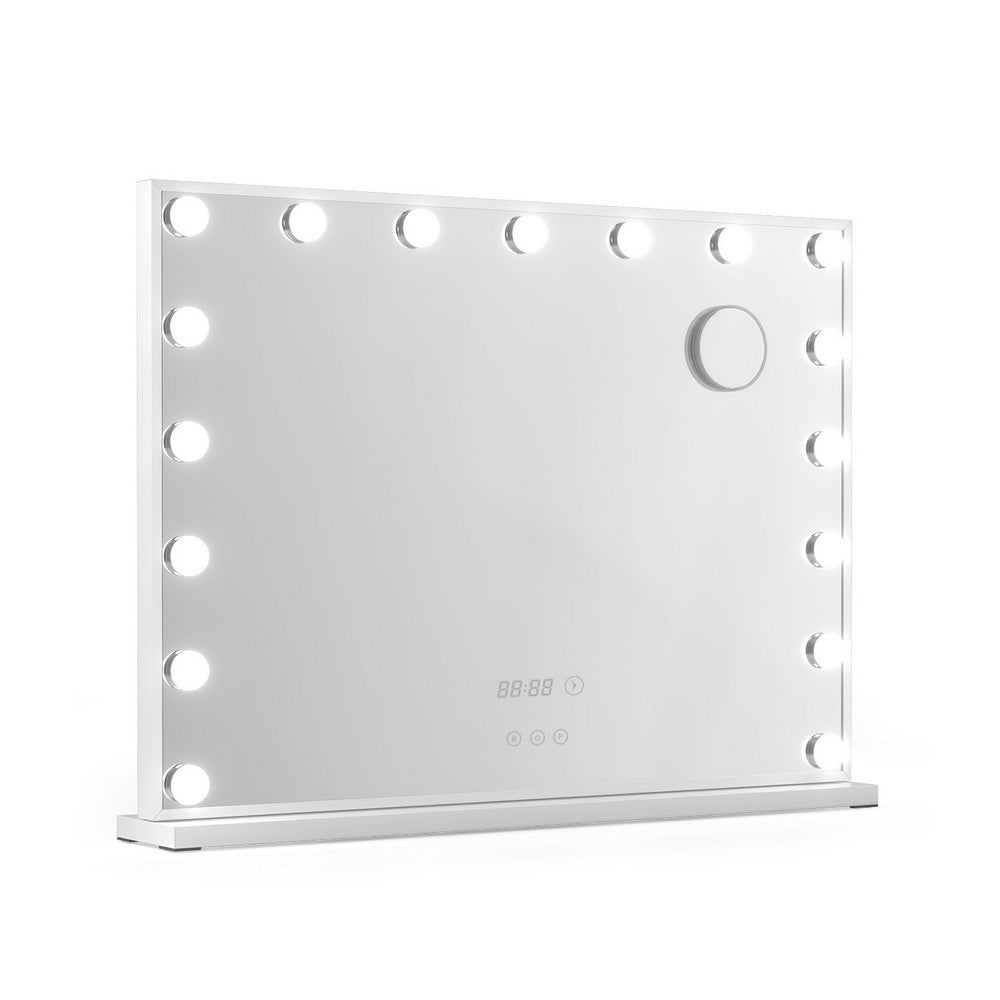 Makeup Mirror 80x60cm Hollywood LED Light Tabletop White - Embellir Vanity