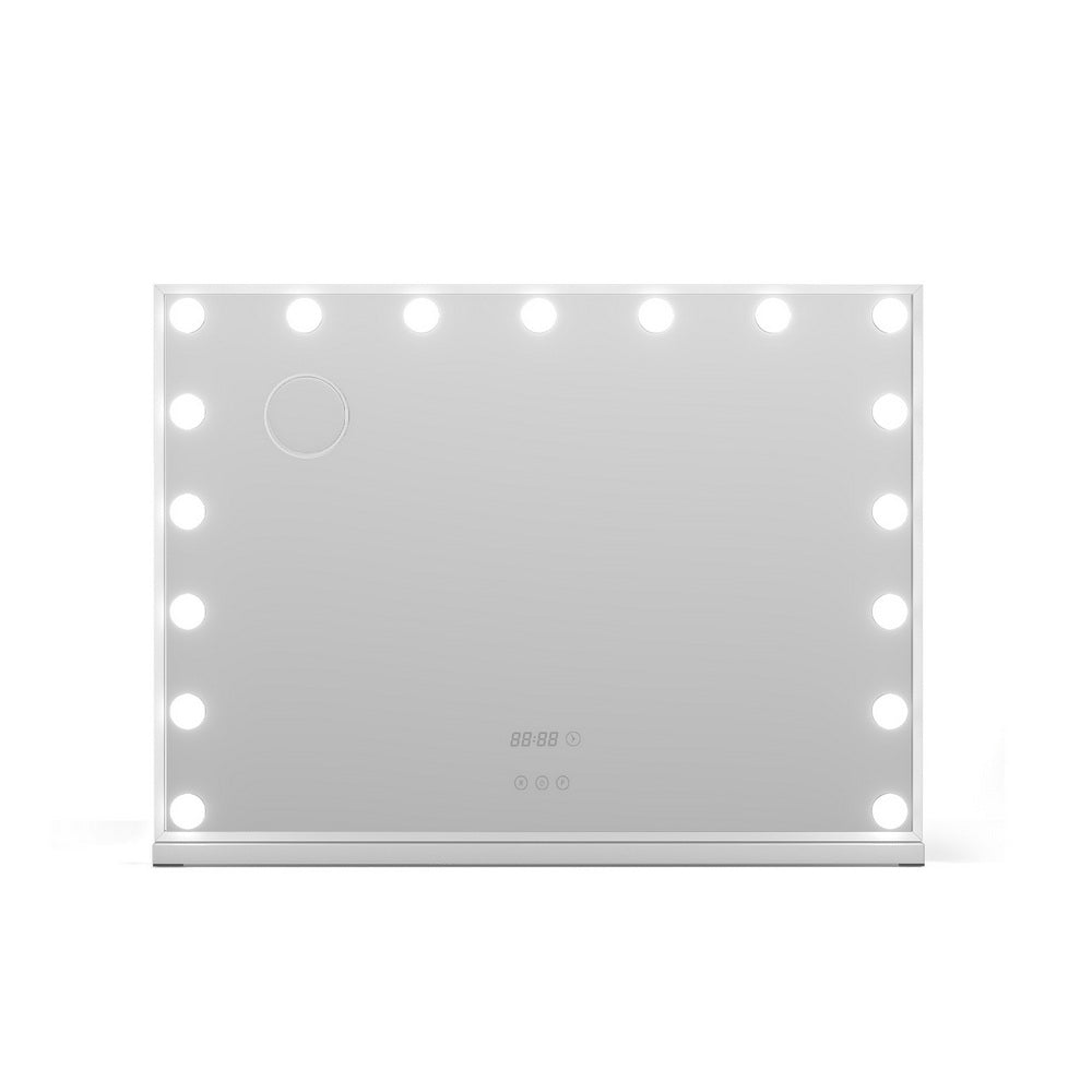 Makeup Mirror 80x60cm Hollywood LED Light Tabletop White - Embellir Vanity