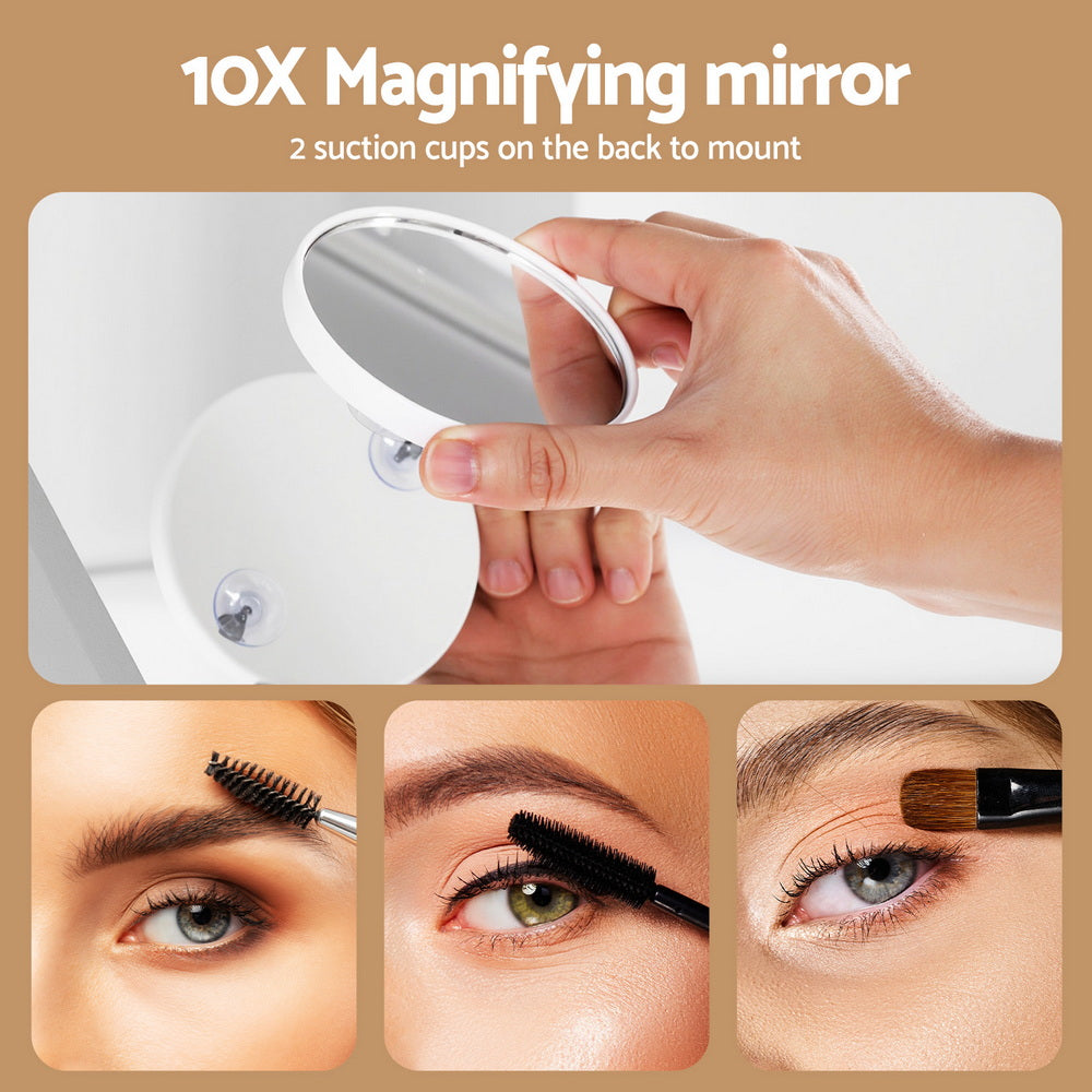 Makeup Mirror 80x60cm Hollywood LED Light Tabletop White - Embellir Vanity