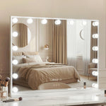 Makeup Mirror 80x60cm Hollywood LED Light Tabletop White - Embellir Vanity