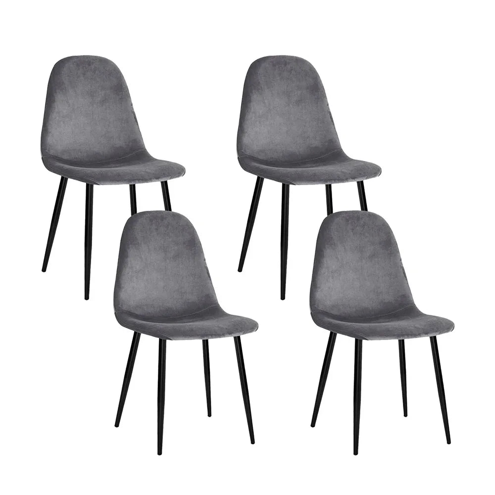 Artiss Dining Chairs Set of 4 Velvet Curved Slope Grey - Flea Market