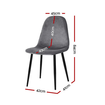 Artiss Dining Chairs Set of 4 Velvet Curved Slope Grey - Flea Market