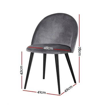 Artiss Dining Chairs Set of 2 Velvet Solid Curved Dark Grey - Flea Market