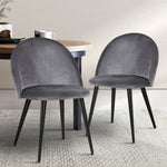 Artiss Dining Chairs Set of 2 Velvet Solid Curved Dark Grey - Flea Market