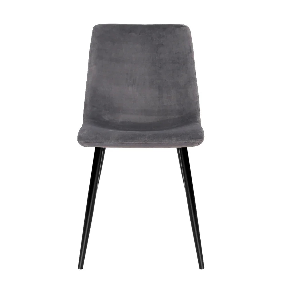 Artiss Dining Chairs Set of 4 Velvet Horizontal Slope Grey - Flea Market