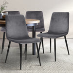 Artiss Dining Chairs Set of 4 Velvet Horizontal Slope Grey - Flea Market