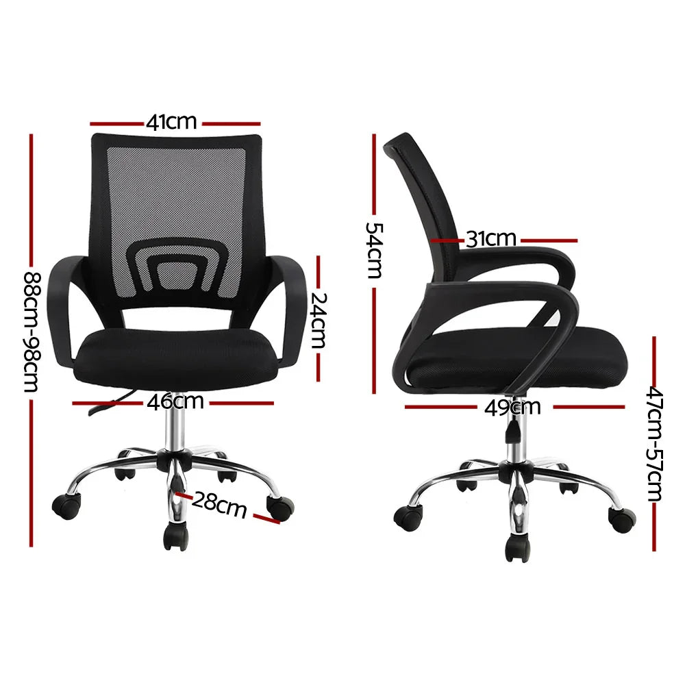 Artiss Mesh Office Chair Mid Back - Black