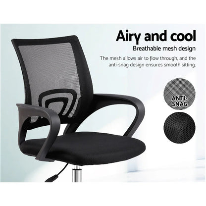Artiss Mesh Office Chair Mid Back - Black