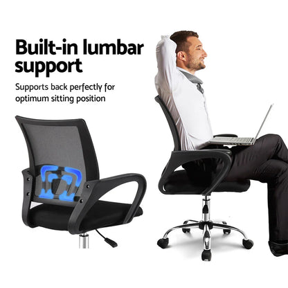 Artiss Mesh Office Chair Mid Back - Black