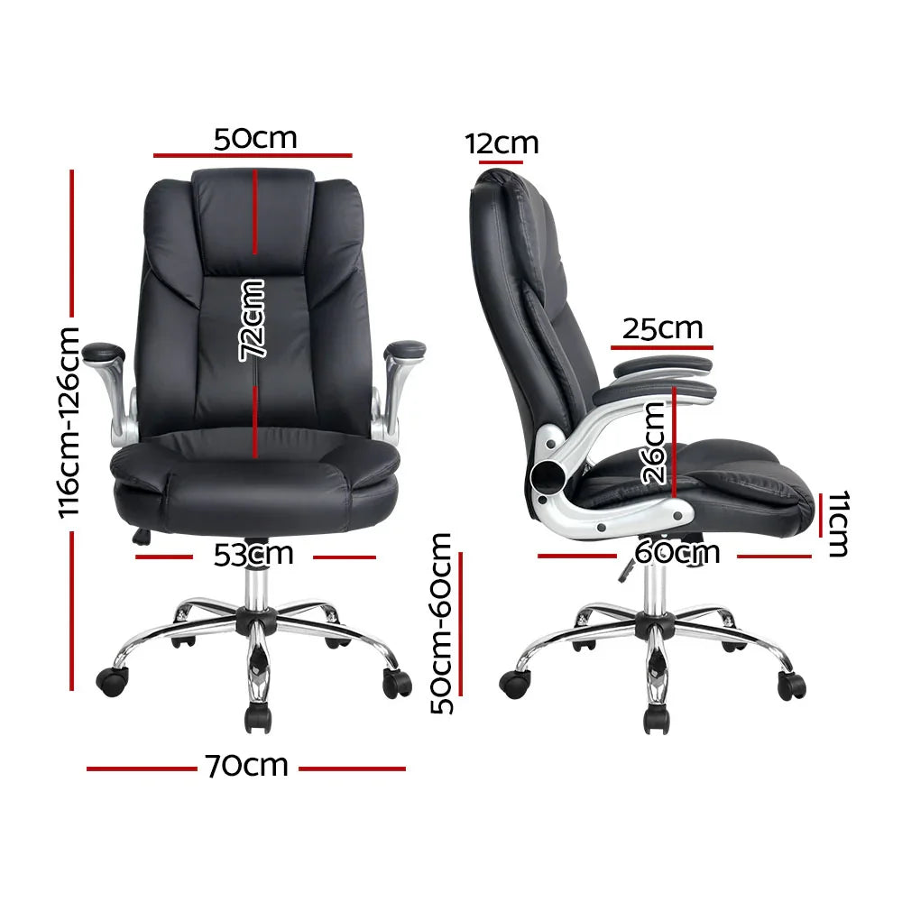 Artiss Executive Office Chair Leather Tilt Black - Flea Market