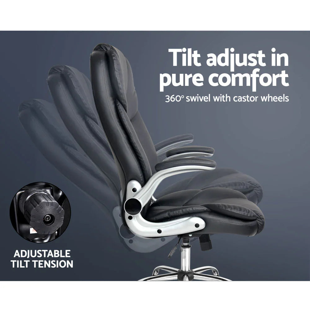 Artiss Executive Office Chair Leather Tilt Black - Flea Market