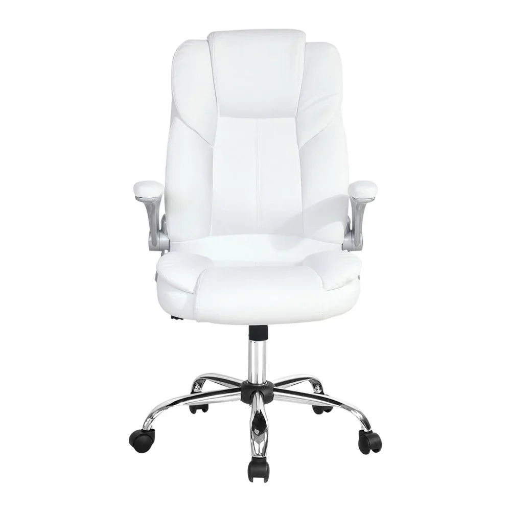 Artiss Executive Office Chair Leather Tilt White - Flea Market
