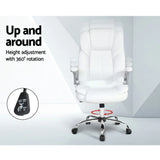 Artiss Executive Office Chair Leather Tilt White - Flea Market