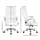 Artiss Executive Office Chair Leather Tilt White - Flea Market