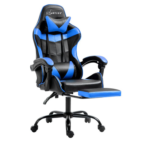 Artiss Gaming Office Chair Recliner Footrest Blue - Flea Market