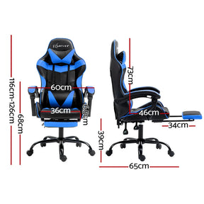 Artiss Gaming Office Chair Recliner Footrest Blue - Flea Market
