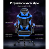 Artiss Gaming Office Chair Recliner Footrest Blue - Flea Market