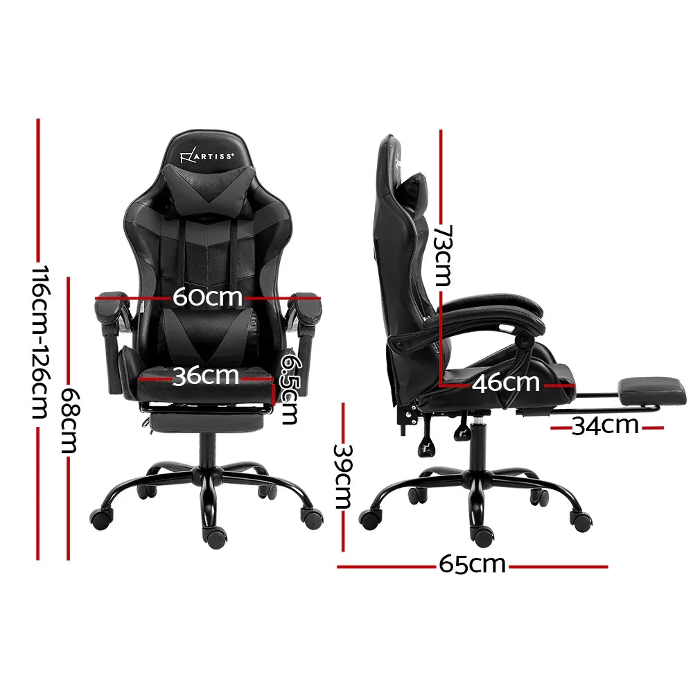 Artiss Gaming Chair Leather - Grey - Flea Market