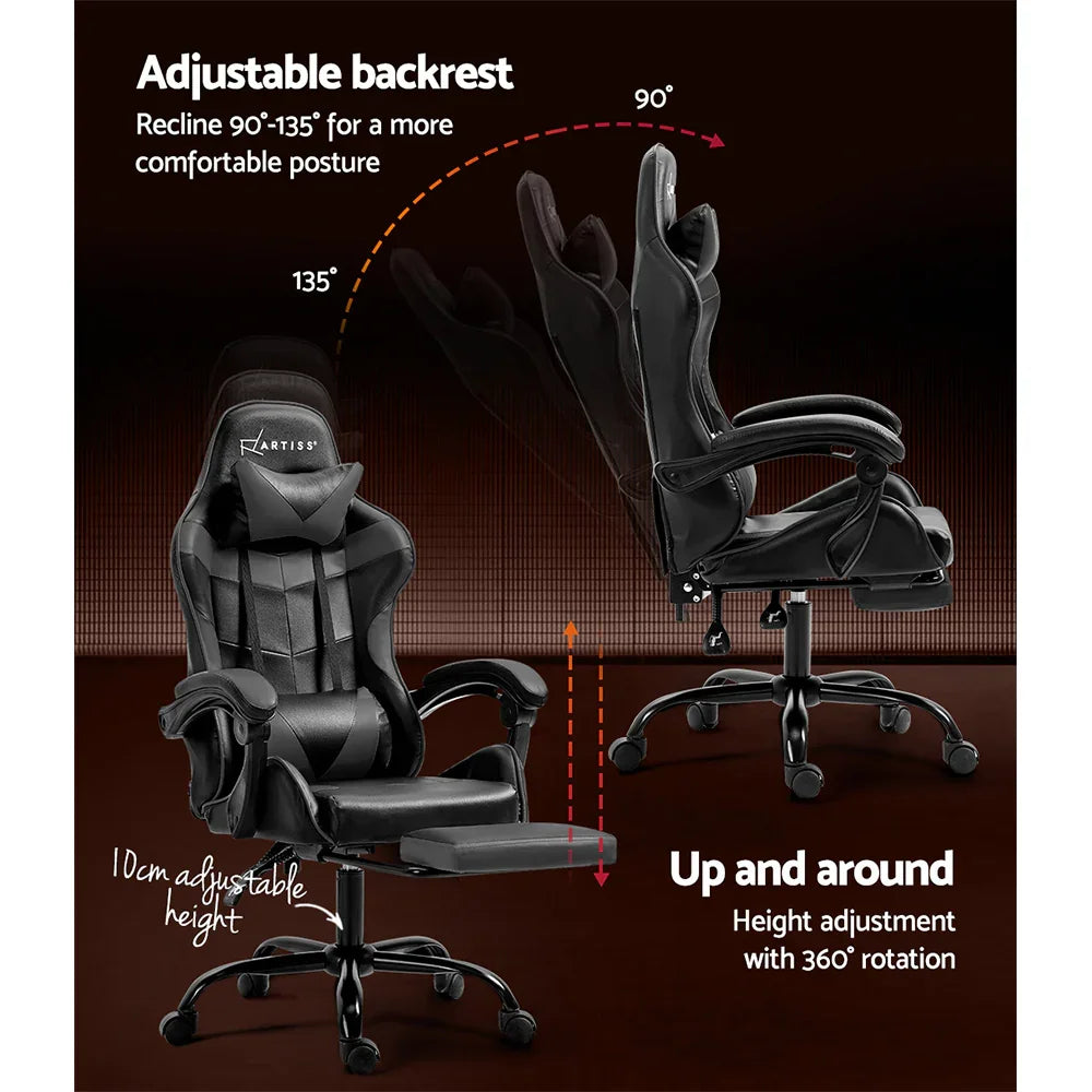 Artiss Gaming Chair Leather - Grey