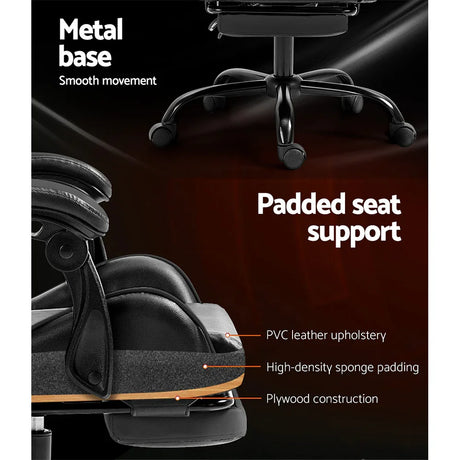 Artiss Gaming Chair Leather - Grey - Flea Market