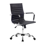 Artiss Office Chair Conference Chairs PU Leather Mid Back Black - Flea Market