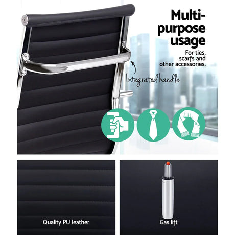 Artiss Office Chair Conference Chairs PU Leather Mid Back Black - Flea Market