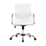 Artiss Office Chair Conference Chairs PU Leather Mid Back White - Flea Market