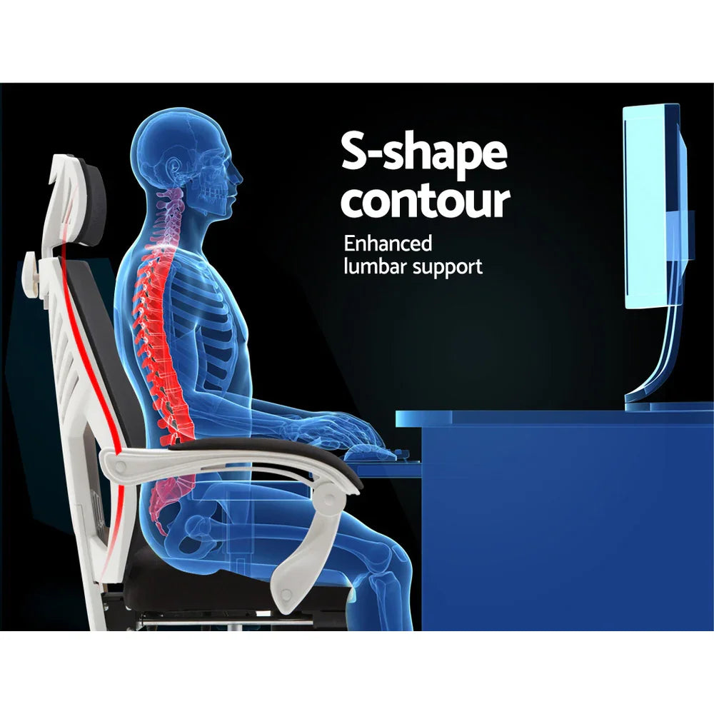 Artiss Mesh Office Chair Recliner Black White - Flea Market