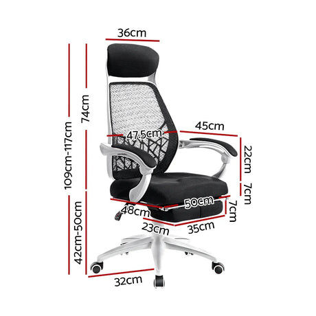 Artiss Mesh Office Chair Recliner Black White - Flea Market