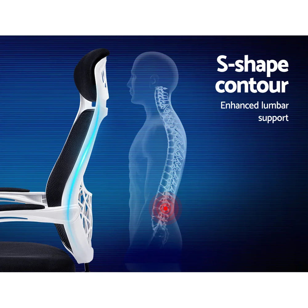 Artiss Mesh Office Chair Recliner Black White - Flea Market