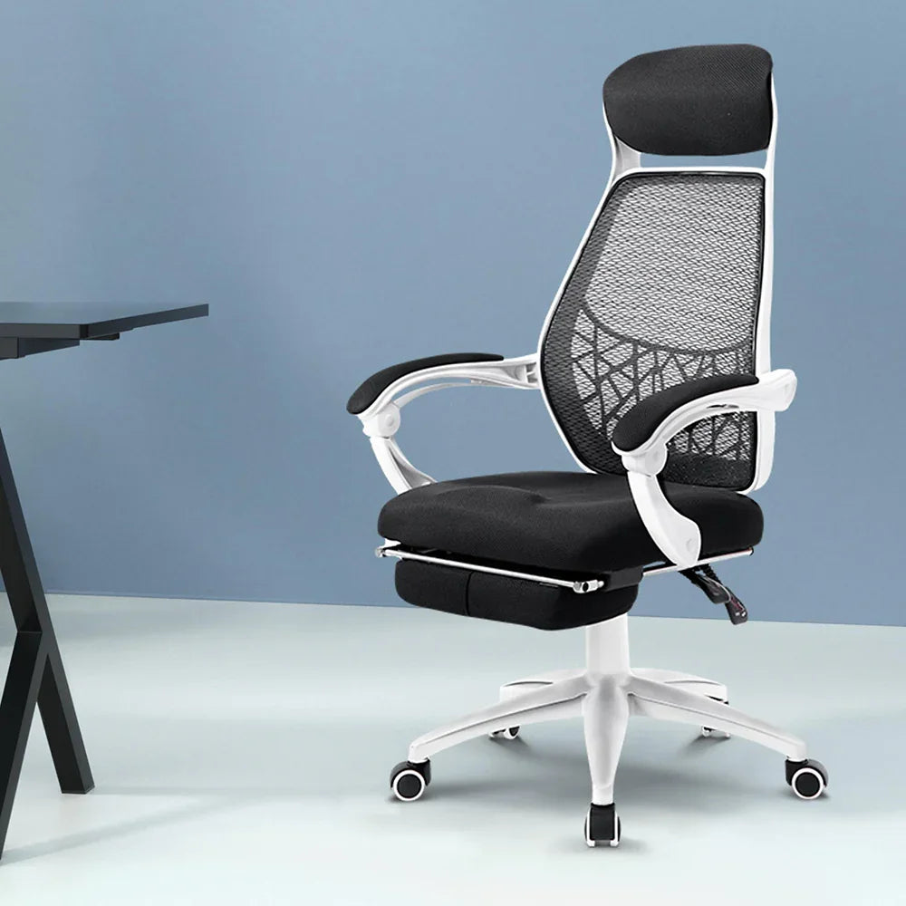 Artiss Mesh Office Chair Recliner Black White - Flea Market